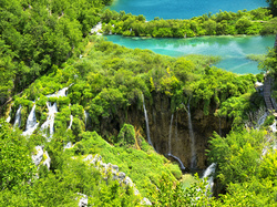 Jeziora, Wodospady, Chorwacja, Park Narodowy Jezior Plitwickich, Las